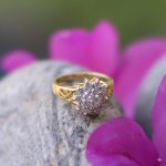 White Stoned Flower Textured Ring For Women-1