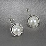 Silver Twisted Faux Drop Hook Earrings-1