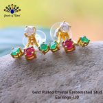 Gold Plated Crystal Embellished Stud Earrings-450